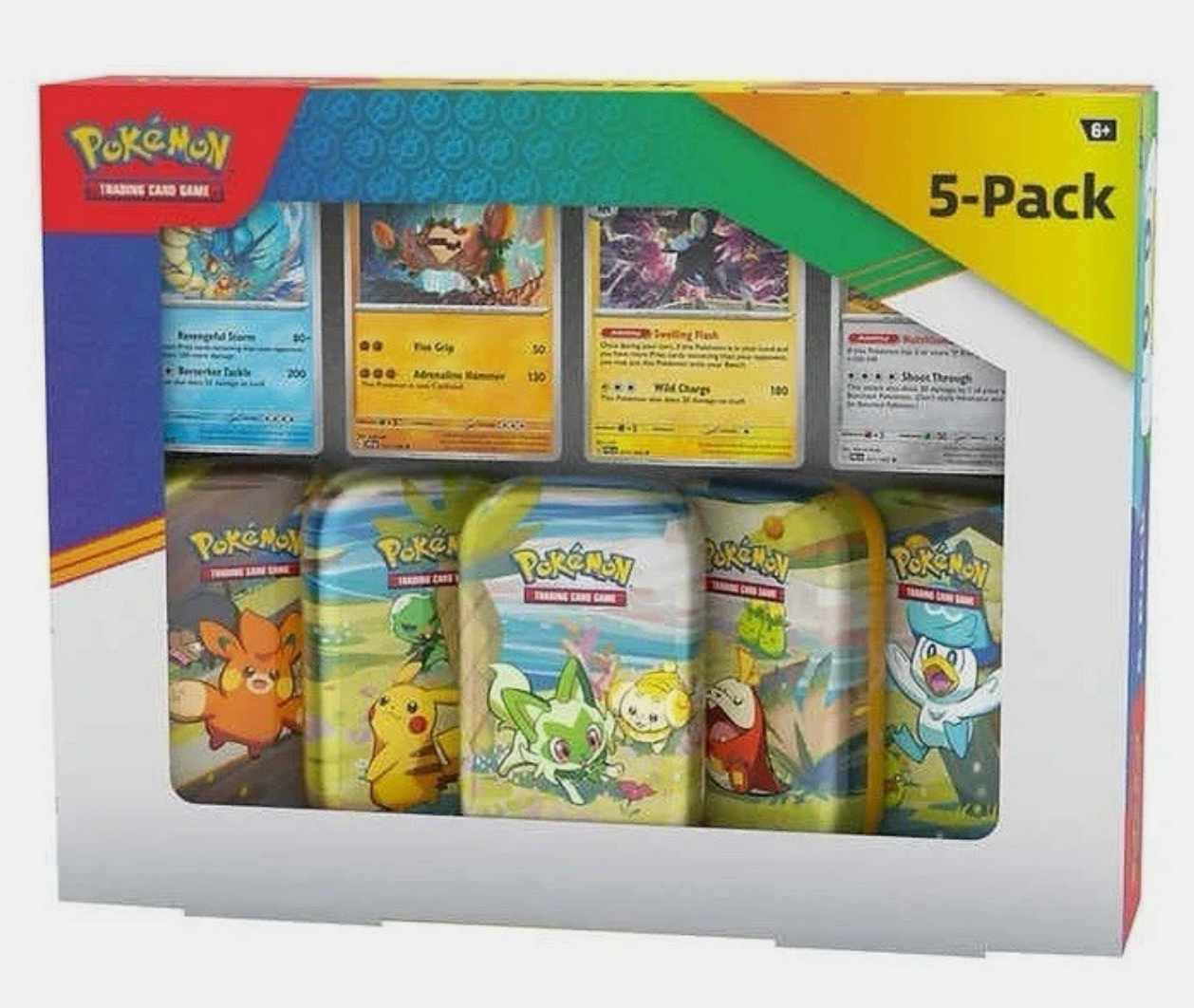 Pokemon TCG Scarlet & Violet Paldea Friends 5 Mini Tins Set + 4 Promo Cards Box